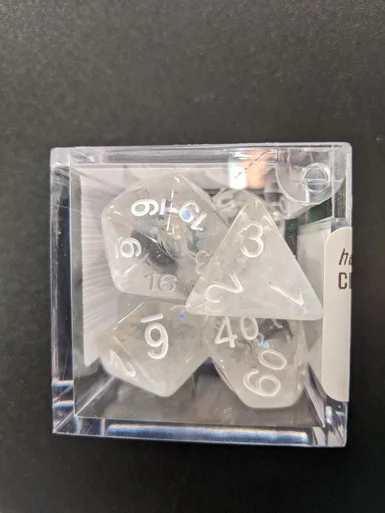 Critical Hit Collectibles Snowflake White Set of 7 Filled Polyhedral Dice w/ White Numbers for D20 Based RPG's - Critical Hits