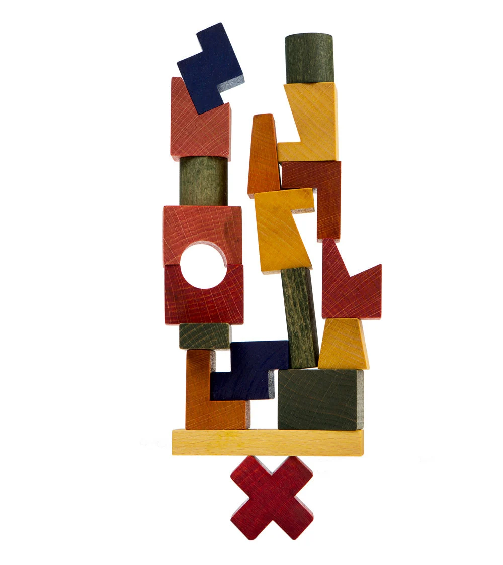 Rainbow Colored Montessori Wooden Stacking Tower - Wooden Story