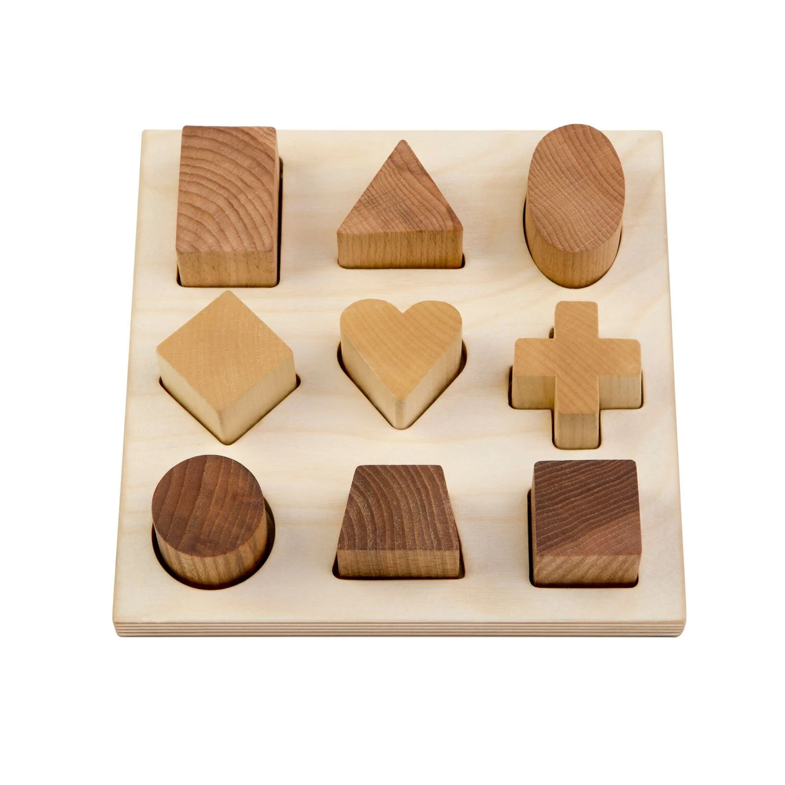 Natural Colored Shape Puzzle Board - Wooden Story