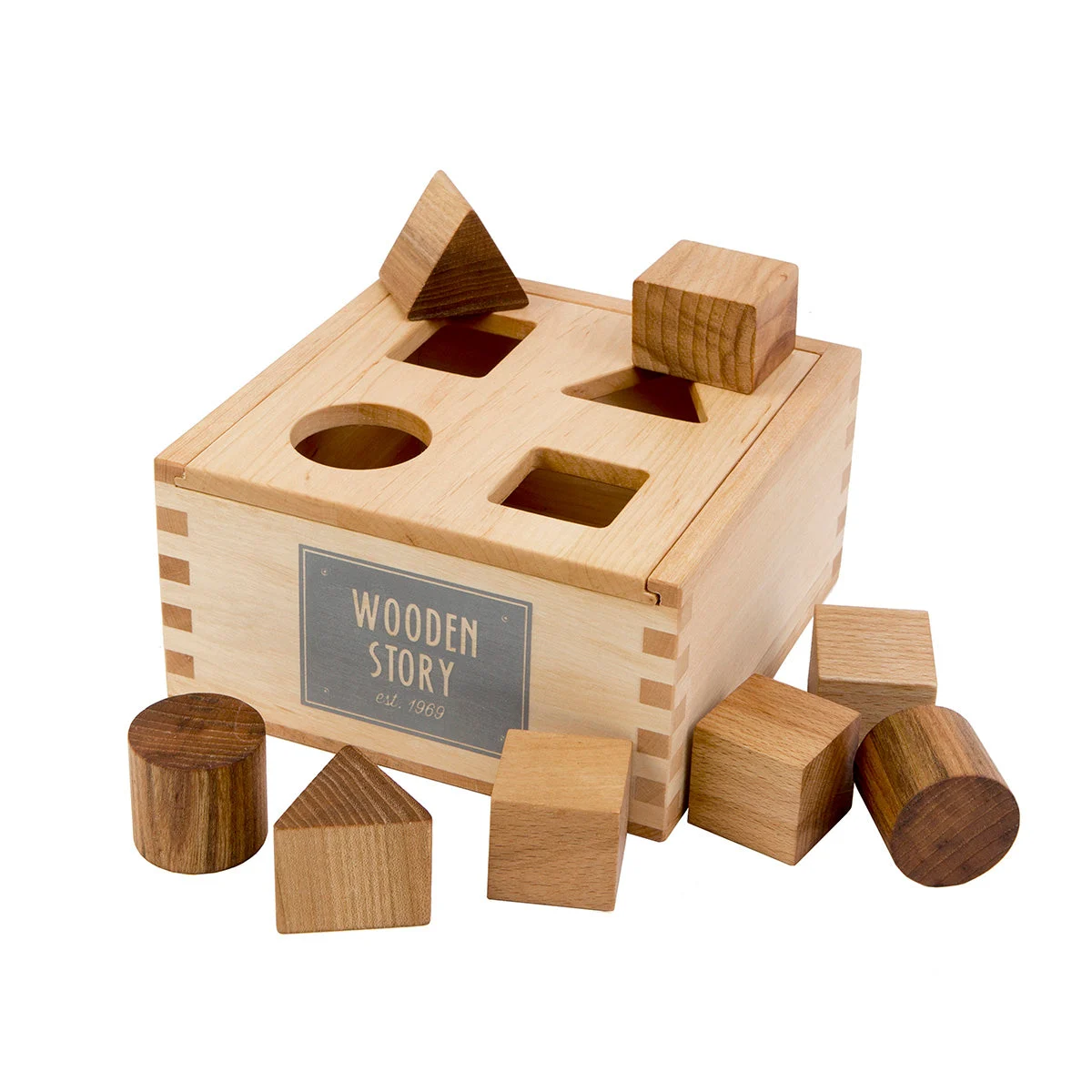 Natural Colored Shape Sorter Box - Wooden Story
