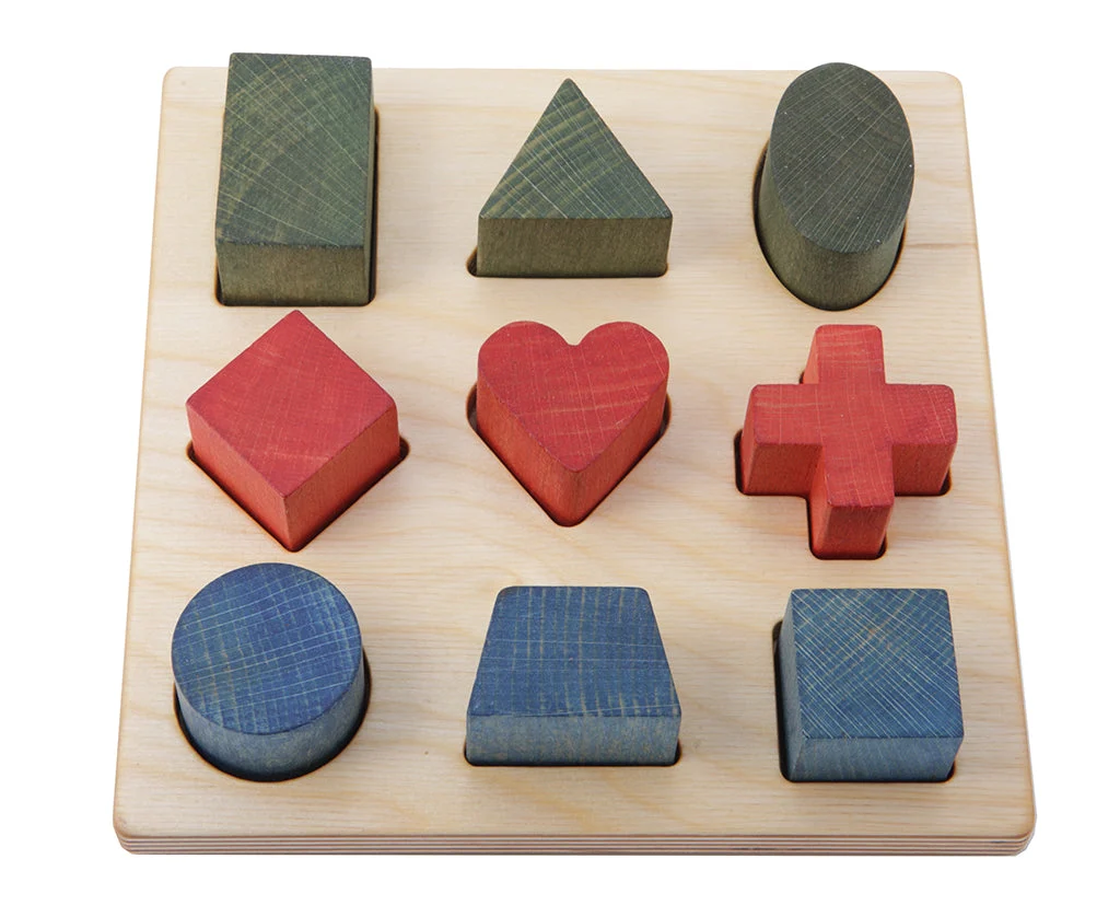 Rainbow Colored Shape Puzzle Board - Wooden Story