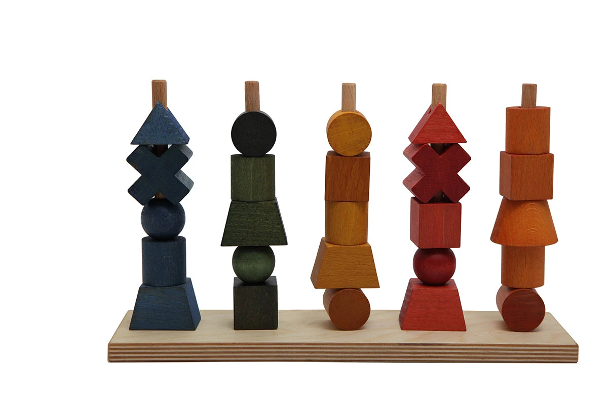 Rainbow Colored Wood Stacking Toy - Wooden Story