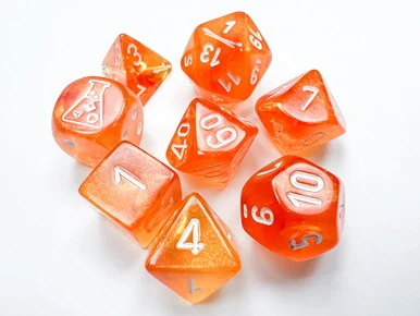 30052 - Borealis® Polyhedral Blood Orange/white Luminary™ 7-Die Set (with bonus die)