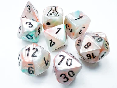 30056 - Lustrous® Polyhedral Sea Shell/black Luminary™ 7-Die Set (with bonus die)