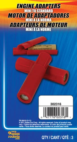Estes 2316 Engine Adapters Mini to Standard (3 sets) - Estes Rockets