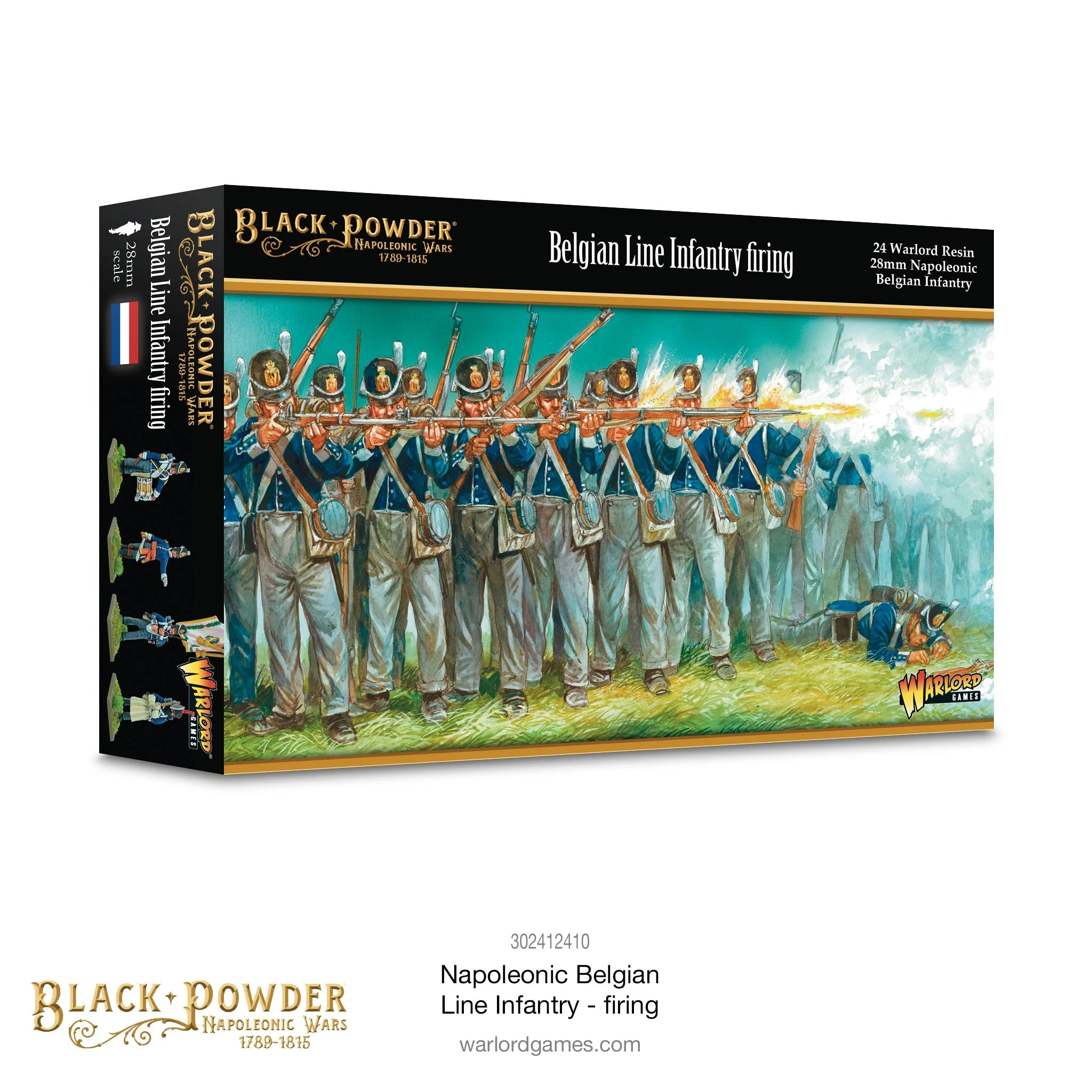 Black Powder Napoleonic Wars Belgian Line Infantry (Firing), 28 mm Scale Model Figures - Warlord Games