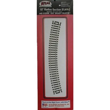 Atlas Model Railroad 833 HO Code 100 18" Radius Curve Track Section 6 Pack