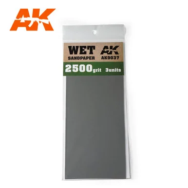AK Interactive 9037 Wet Sandpaper 2500 Grit, 3 Sheets