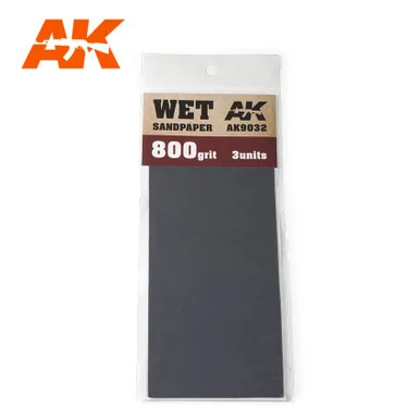 AK Interactive 9032 Wet Sandpaper 800 Grit, 3 Sheets