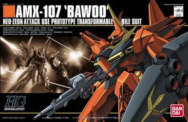 Bandai 5063141 #015 AMX-107 Bawoo Neo-Zeon Attack Use Prototype Transformable Mobile Suit HGUC 1/144 Scale Model Kit