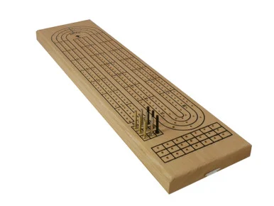 WorldWise Imports 33503 Three Player Oak Continuous Track Cribbage - World Wide Imports