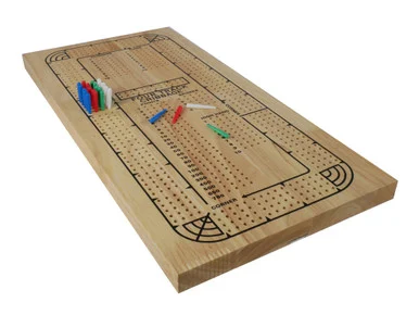 WorldWise Imports 33504 Four Player Oak Continuous Track Cribbage - World Wide Imports