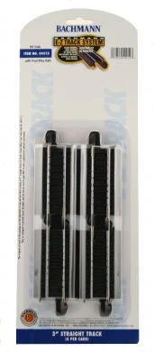 Bachmann 44412 HO Steel 3" Straight EZ Track Section, 4 Pack