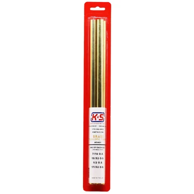 K&S Metals 3401 Brass Telescopic Tubing 0.014" Wall 7/16" thru 17/32" x 12" (4pc)