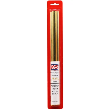 K&S Metals 3402 Brass Telescopic Tubing 0.014" Wall 9/16" thru 5/8" x 12" (3pc)