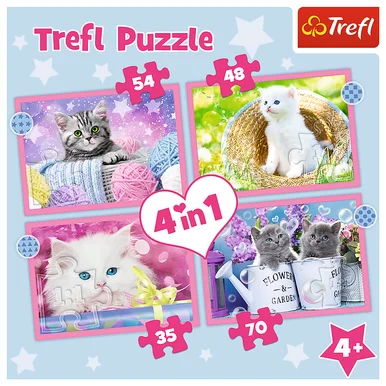 Trefl 34396 Trefl Preschool 4-in-1 Puzzle: Fun Cats