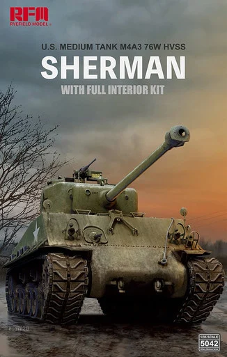 Rye FIeld Models 5042: M4A3 76W Sherman HVSS w/int 1:35 - RyeField Models