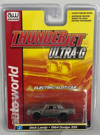 Auto World SC359-2S 1964 Silver Dodge 330 Dick Landy HO Scale Slot Car