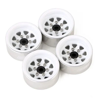 INJORA YQW-1004WH White 1.0" Stamped Steel -3.78mm Offset Wheels for Micro Crawlers