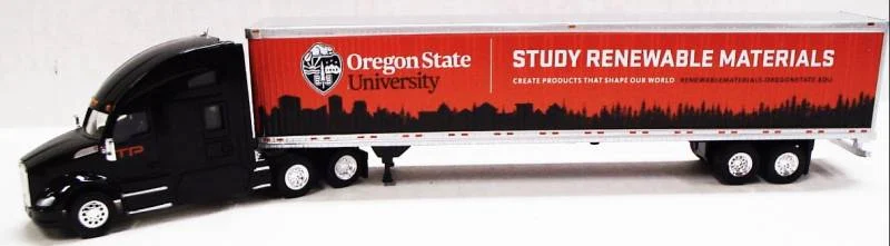 Kenworth T680 Sleeper Cab (Black) W/ 53’ Dry Van, Timber Products “Oregon State” Livery, 1:87 (HO) Scale Model - Trucks N Stuff