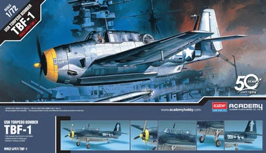 Academy Models 12452 TBF-1 Avenger USN Bomber 1/72 Scale Model Kit