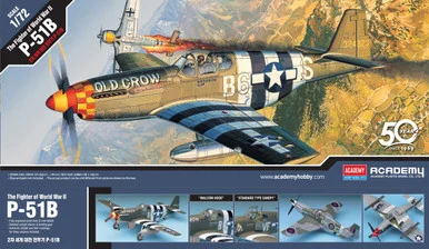 Academy Models 12464 P-51B Mustang Fighter 1/72 Scale Model Kit