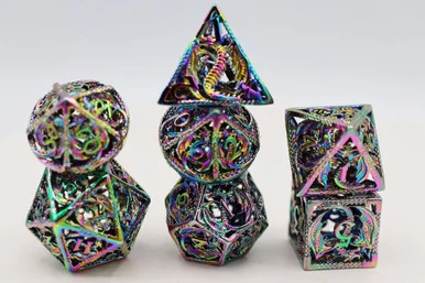 Foam Brain Games 4212 Bound Dragon: Mystic - Hollow Metal RPG Dice Set