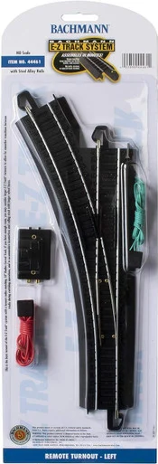 Bachmann 44461 HO Remote Turnout - Left Steel Alloy Track w/ Black Roadbed