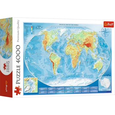 Trefl 45007 Red 4000 Piece Puzzle - Large Physical Map of the World