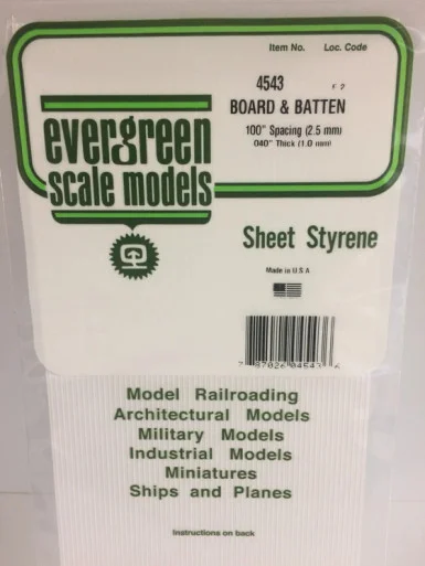 4543 - BOARD & BATTEN STYRENE PLASTIC .100"