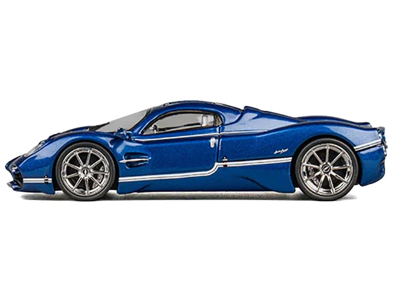 Pagani Utopia Blue Metallic with White Stripes 1/64 Diecast Model Car by CM Model - CM Models