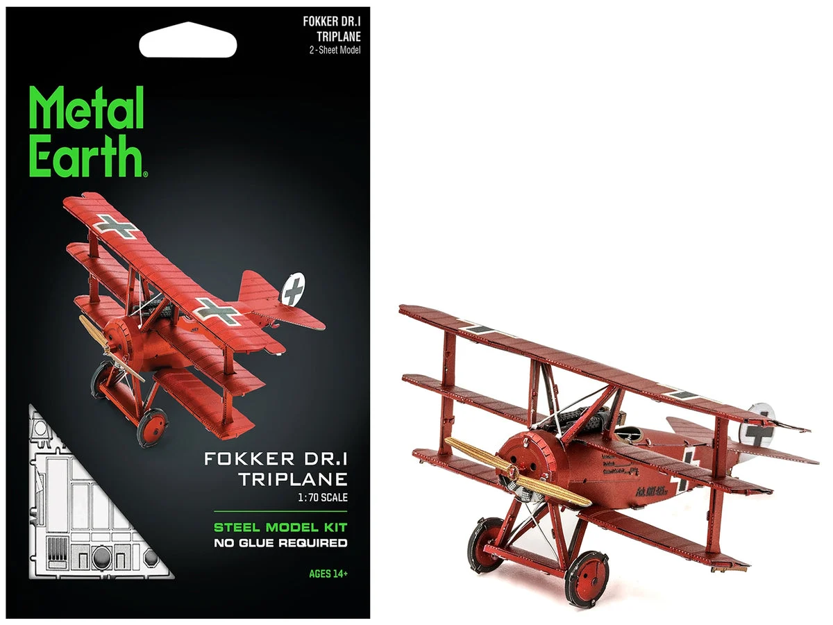 455587_69f0cfe70969d3.92762171_1200x900.webp Model Kit Fokker Dr.I Triplane Fighter Aircraft "Red Baron" German Air Force (Moderate Difficulty) Steel Model by Metal Earth