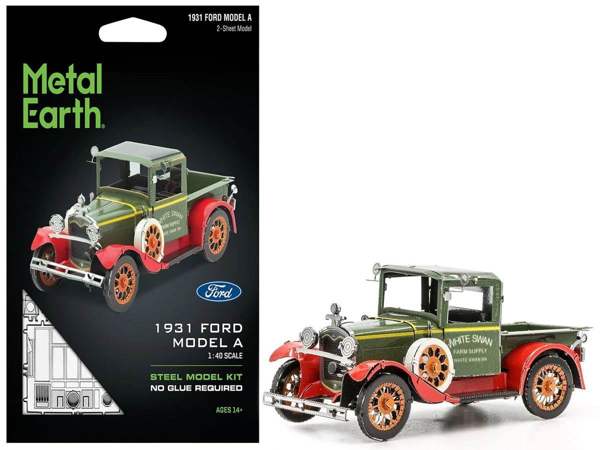455587_69f0d0191fd7b4.34231154_1200x900.webp Model Kit 1931 Ford Model A Pickup Truck Green (Moderate Difficulty) Steel Model by Metal Earth