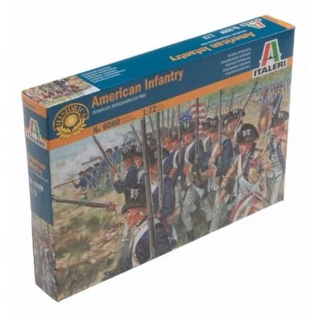American Revolutionary War American Infantry, 1/72 Scale Plastic Figures - Italeri