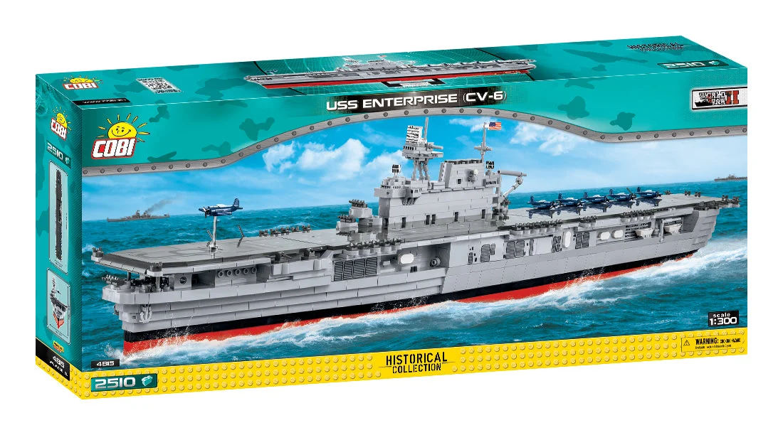 USS Enterprise CV-6 Aircraft Carrier 1/300 Scale, 2510 Piece Block Kit