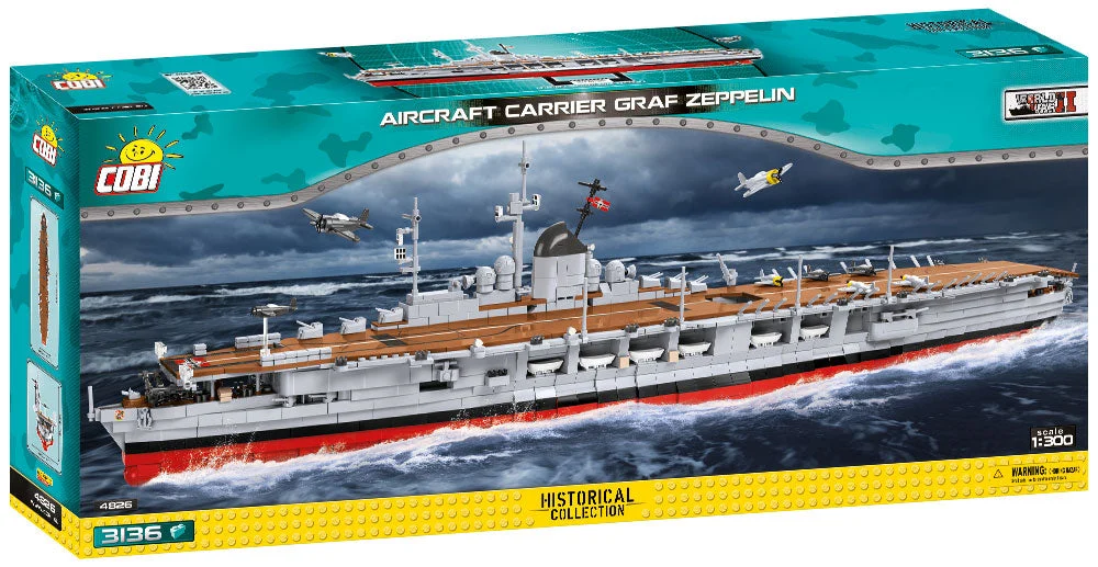 Graf Zeppelin Aircraft Carrier, 1:300 Scale 3136 Piece Block Kit - Cobi