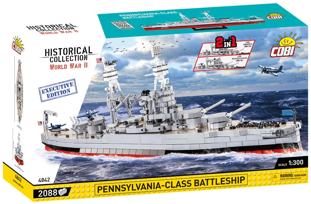 Pennsylvania Class Battleship (2 In 1) Executive Edition, 1/300 Scale 2088 Piece Block Kit - Cobi