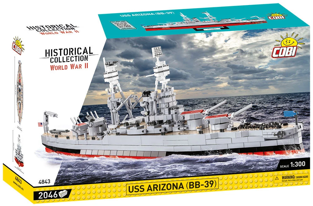 USS Arizona Battleship, 1/300 Scale 2046 Piece Block Kit - Cobi