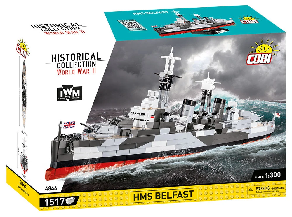 HMS Belfast Light Cruiser 1/300 Scale, 1517 Piece Block Kit - Cobi