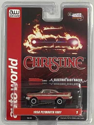 Auto World SC358-1R Thunderjet Ultra-G 1958 Red Plymouth Fury Silver Screen HO Scale Slot Car