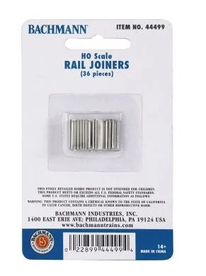 Bachmann 44499 HO Nickle Silver EZ Rail Joiners, 36 Pack
