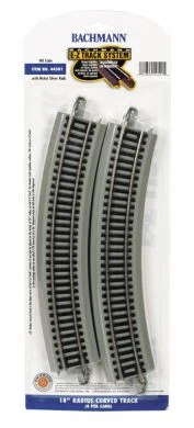 Bachmann 44501 HO Nickle Silver 18" Radius Curve EZ Track Section, 4 Pack