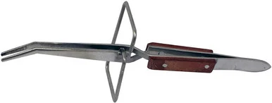 6.1/2" Curved Fiber Grip Cross Action Tweezer With Stand - 5098TW