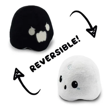 TeeTurtle TEE4419TYPLB1 Reversible Ghost Plushie White & Black - Tee Turtle