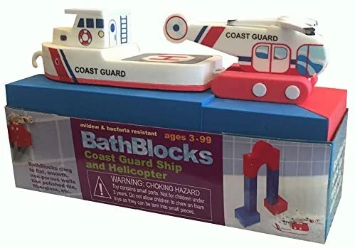 Coast Guard Ship And Helicopter Bath Blocks - Just Think Toys