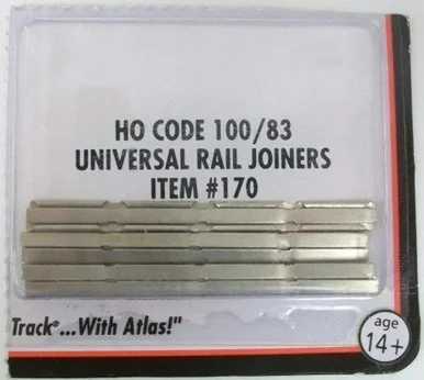 Atlas Model Railroad 170 HO Code 100 / 83 Nickel Silver Universal Rail Joiners 48 Pieces