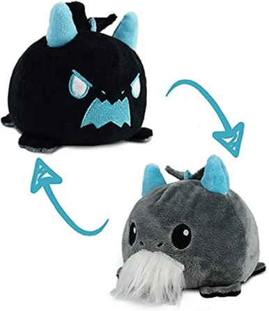 TeeTurtle TEE5358TYPLA1 Reversible Dragon Plushie Blue & Black - Tee Turtle