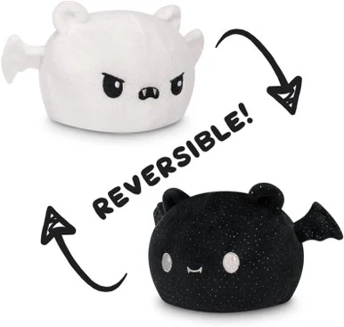 TeeTurtle TEE6769TY387 Reversible Bat Plushie Black & White - Tee Turtle