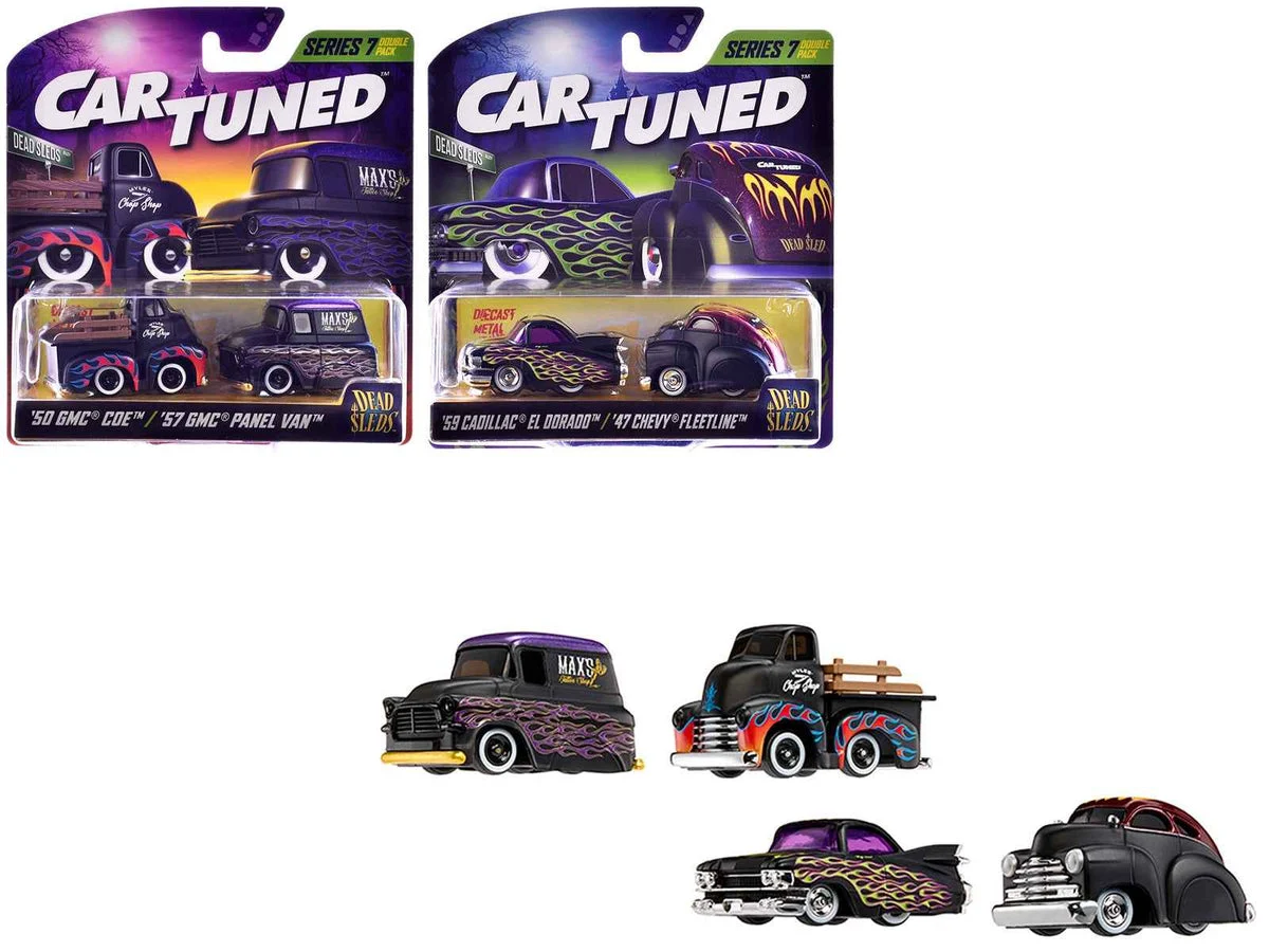 "Dead Sleds" Double Pack Series 7 Set of 4 Cars Diecast Model Cars by CarTuned - Car Tuned