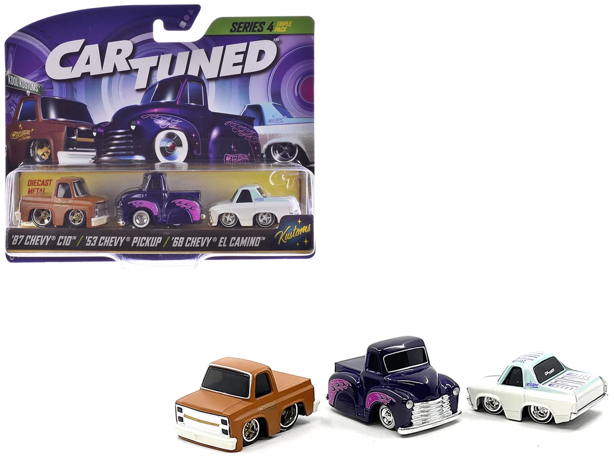 "Kustoms" Series 4 Chevrolet Triple Pack Set of 3 Cars Diecast Model Cars by CarTuned - Car Tuned